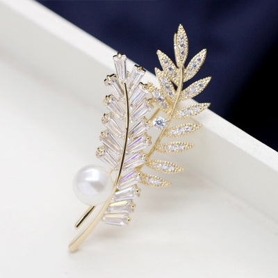 The Radiance Brooch - Fern II - A stunning crystal brooch shaped like a pair of fern fronds.