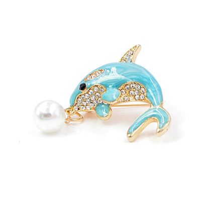 Cute Critters Brooch - Dolphin - An adorable dolphin playing with a ball.