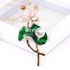 The Florist's Brooch - Lotus - A lovely enamel flower brooch, with pearl and crystal bloom.