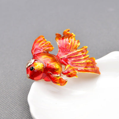 The Cute Critters Brooch - Goldfish - An adorable large brooch available in orange, red, or turquoise blue.