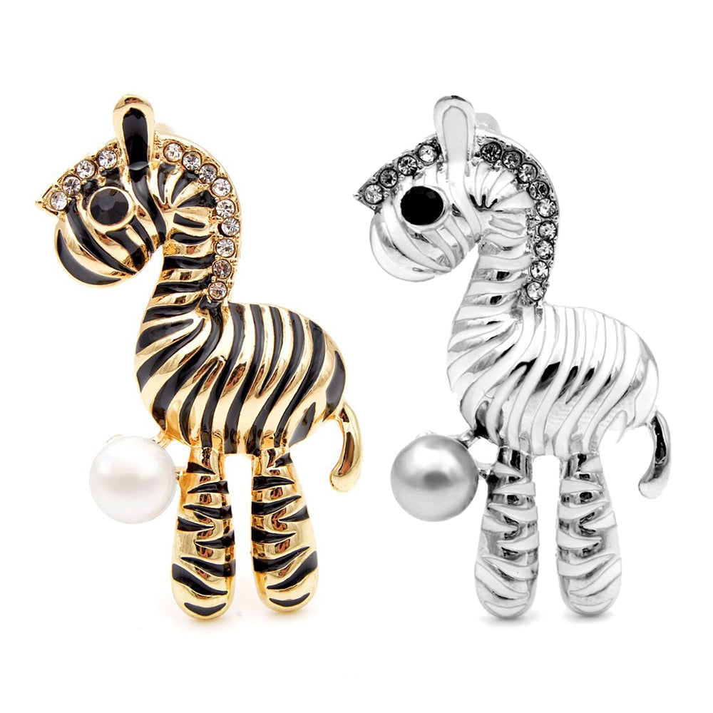 Cute Critters Brooch - Plush Zebra - An adorable little plushie-style zebra pin, available in gold or silver.
