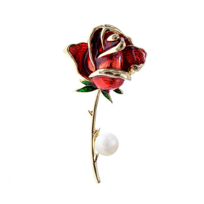 The Florist's Brooch - Long-Stem Rose II - A lovely large rose brooch available in blue, purple, red, or yellow.