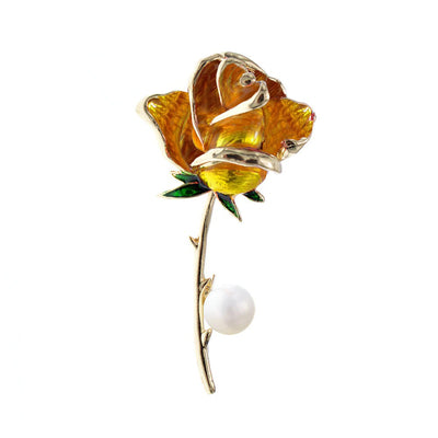 The Florist's Brooch - Long-Stem Rose II - A lovely large rose brooch available in blue, purple, red, or yellow.