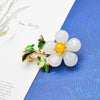 The Sylvan Stone Brooch - Curvy Daisy - A lovely white crystal daisy with copper and enamel accents.