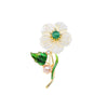 The Sylvan Stone Brooch - Shell Daisy - An adorable floral brooch made of carved stone to resemble shell, with either a pink or green stone in the centre.