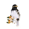 Cute Critters Brooch - Songbird - An adorable little bird perched on a sprig of flowers, adorned with brightly-coloured enamel and crystals. Available in green, blue, or black and white.
