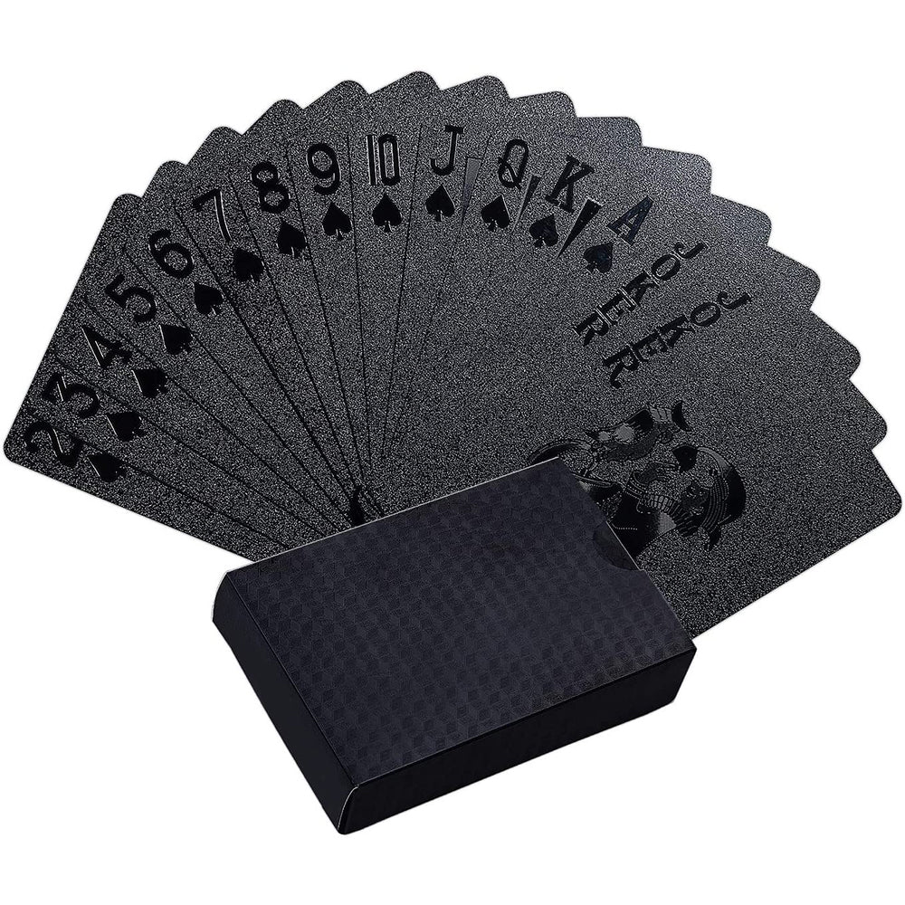 Charon's Call Black-On-Black Playing Cards - Textured black playing cards with a geometric print on the back. 