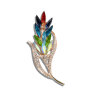 Abstract Brooch - Grain I - A delightful vibrant colourful brooch with rainbow crystals.