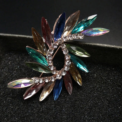 Abstract Brooch - Galactic - A delightful vibrant colourful brooch with rainbow crystals.