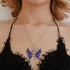 The Adonis Butterfly Necklace - Beautiful medium length silver coloured necklaces with butterfly pendants in blue, green, red, pink, purple, and honey orange gold.