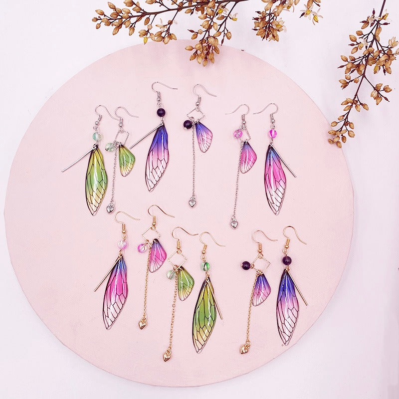 Aisling v1 Fairy Wing Earrings - Lovely asymmetrical resin earrings that look like cute fairy wings in an assortment of different colours.