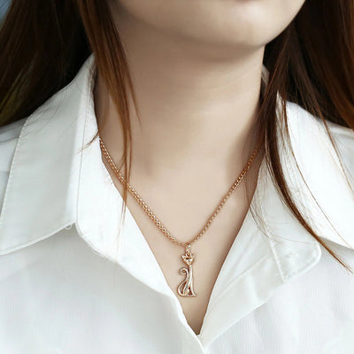Annmarie Necklace - A lovely rose gold pendant and chain featuring a stylised elongated cat figure.