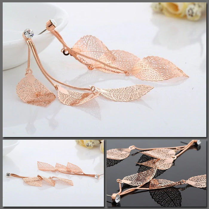 The Autumn Breeze Dangle Earrings - Long drop earrings with a lovely leaf motif.