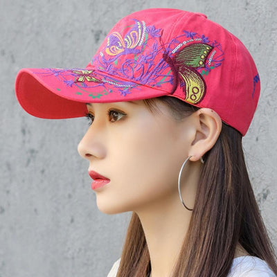 Butterfly Keeper Baseball Cap - An adorable adult baseball cap with a cute butterfly print, available in seven colours.