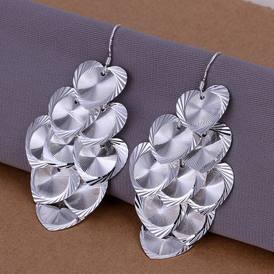 The Cascade of Love Dangle Earrings - A shimmering waterfall of tiny silver hearts!