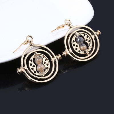 Cheeky Geek Time Turner Dangle Earrings - Small french hook dangle earrings designed to look like the magical time turner artefact used by in the Harry Potter series.