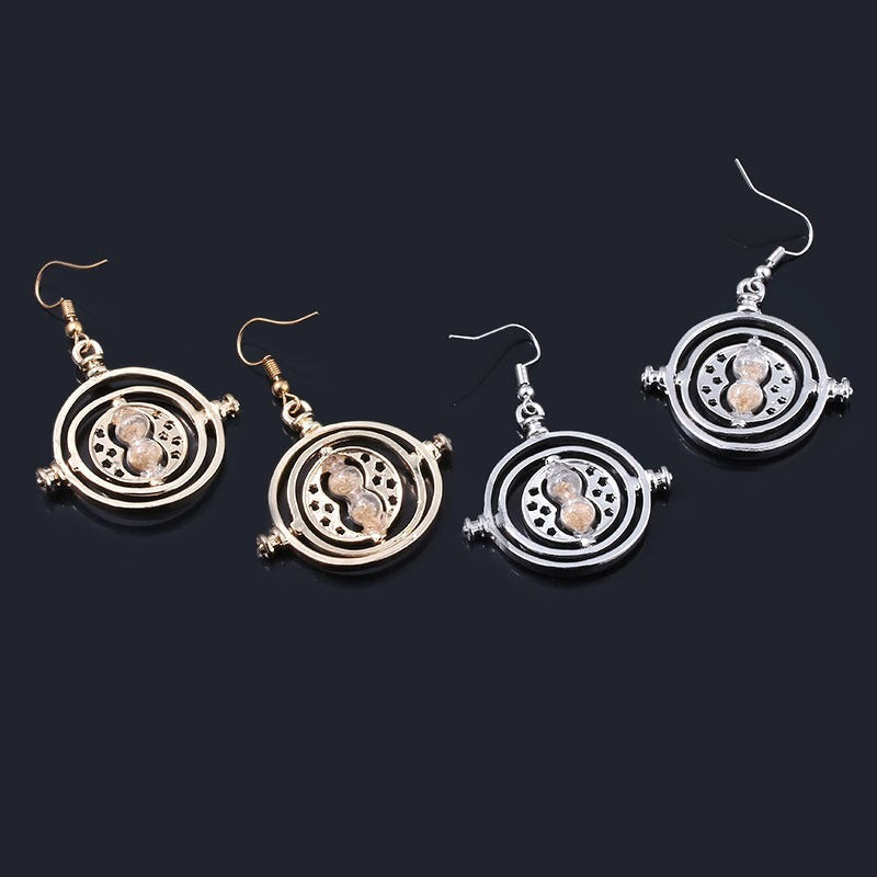 Cheeky Geek Time Turner Dangle Earrings - Small french hook dangle earrings designed to look like the magical time turner artefact used by in the Harry Potter series.