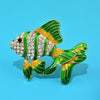 Cute Critters Brooch - Fantail Goldfish - An elegant, double-finned goldfish brooch made of vibrant, colourful enamel and delicate crystals.