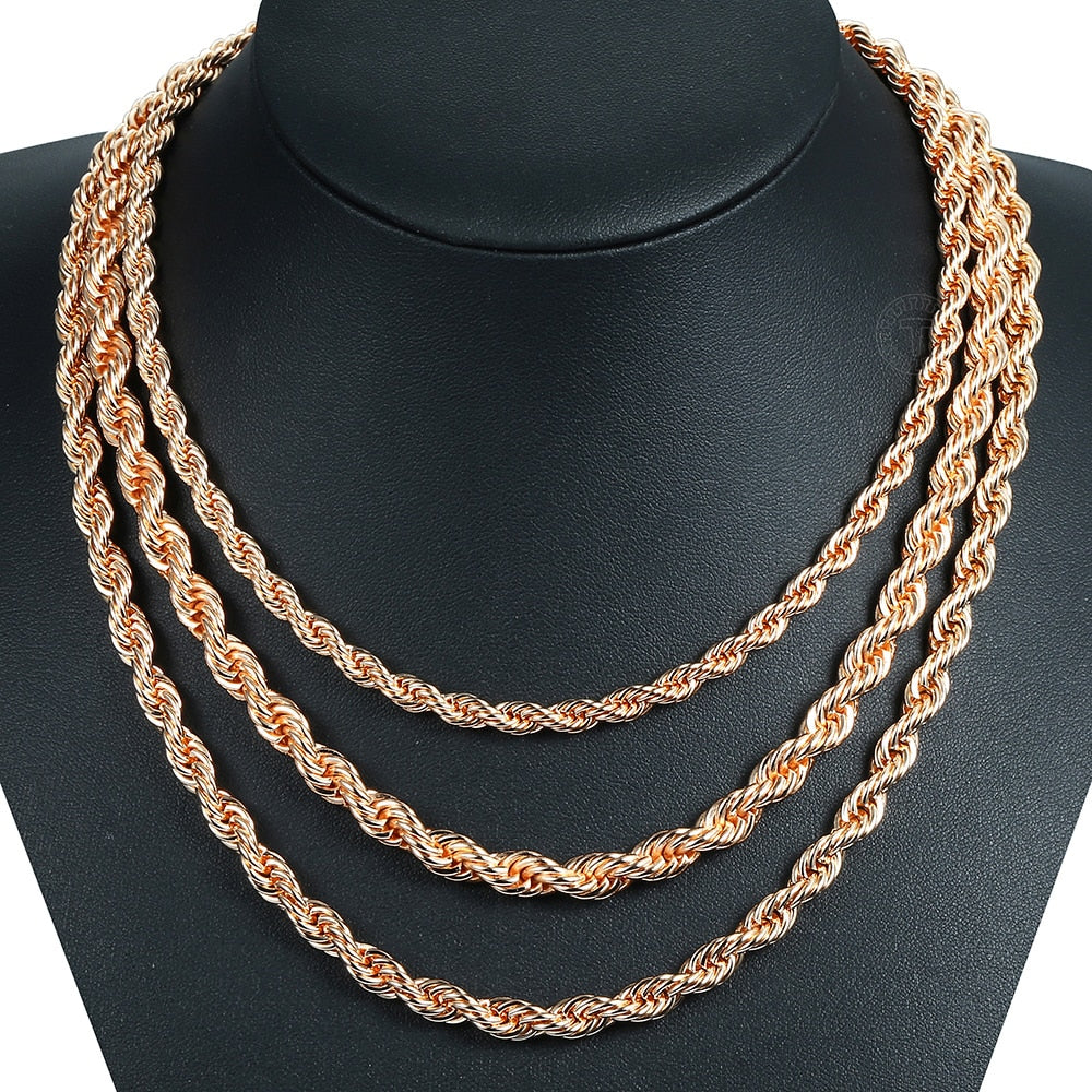 Damodice Spiral Chain Necklace - A beautiful rose gold spiral chain necklace made out of twisted strands of gold.