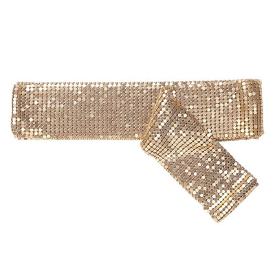 Diva Drape Skinny Statement Scarf - A long, narrow scarf-like accessory made of tiny metal sequins riveted together in such a way that they move like fabric, but shine like metal.