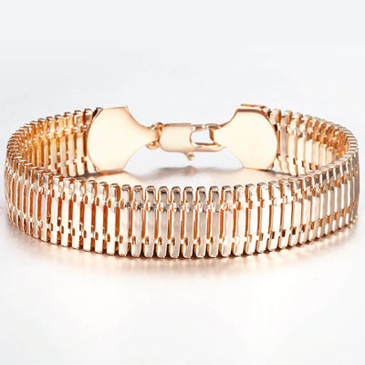 Emilia Herringbone Bracelet - An elegant rose gold bracelet with a ladder-like herringbone structure.