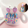 Flower Child Enamel Dangle Earrings - Funky and colourful oval shaped enamel earrings with a strong retro vibe.
