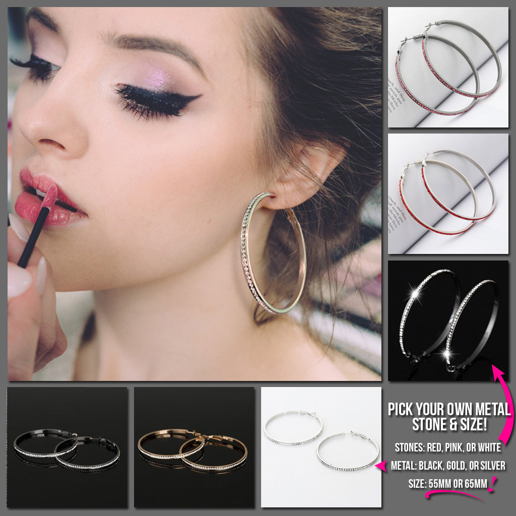 Glam Rock Hoops - Huge hoop earrings encrusted with shiny gems.