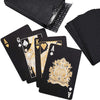 Hades' Hand Metallic Black Playing Cards - Cool textured black playing cards with high-contrast metallic gold and silver printing.