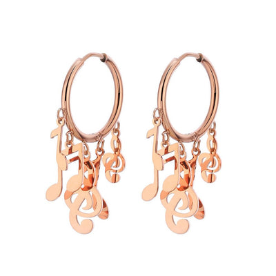 Harmonia Charm Hoop Earrings - Small hoop earrings adorned with five little charms on each ear that are made to resemble musical notes.