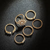 The Hathor Ring Set - A collection of 6 delicate finger and knuckle rings in matching colours and shapes.