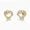 Inseparable Earrings - Delicate stud earrings featuring a pair of inseparably intertwined hearts encrusted with small gems.