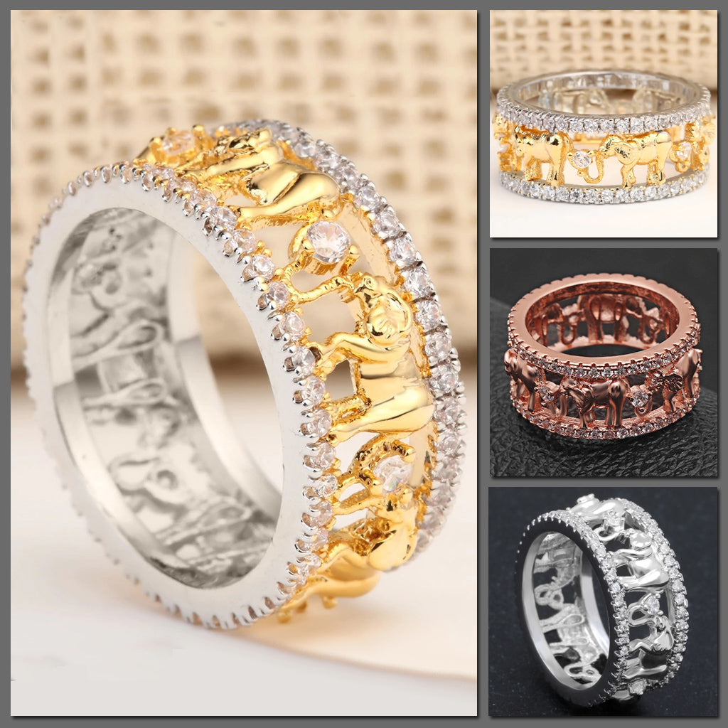 The Lucky Elephant Ring - A chunky, elephant themed ring studded with lovely crystals.