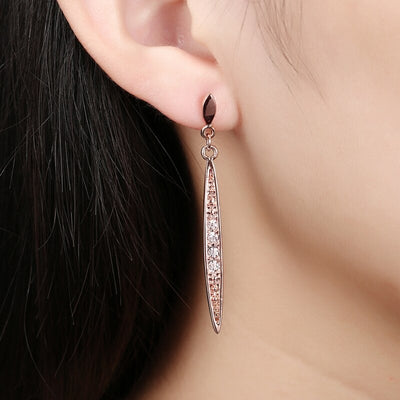 The Marquise's Drop Earrings - Long, delicate gold and platinum earrings with crystals.
