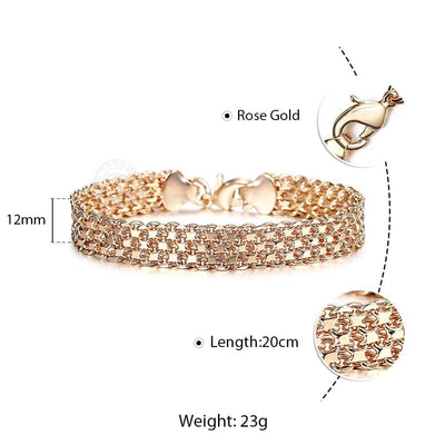 Medea Multi-Layer Rolo Chain Bracelet - An elegant rose gold bracelet made of interlocking links and plates.