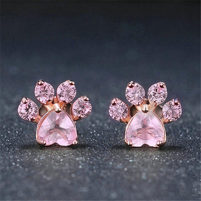 Sekhmet Cat Paw Jewellery Set - A cute pink rose quartz and rose gold cat themed jewellery set.