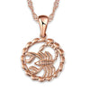 The Oracle Necklace - A super delicate rose gold pendant featuring various stylised representations of astrological star signs, suspended on a slim spiral chain necklace.