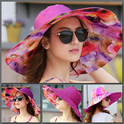 Pretty Painter Reversible Sunhat - A beautiful large brimmed hat that looks like it has been painted with watercolour paints.