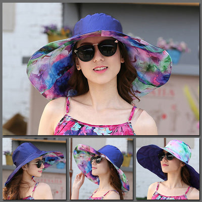 Pretty Painter Reversible Sunhat - A beautiful large brimmed hat that looks like it has been painted with watercolour paints.