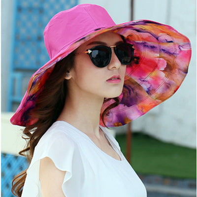 Pretty Painter Reversible Sunhat - A beautiful large brimmed hat that looks like it has been painted with watercolour paints.