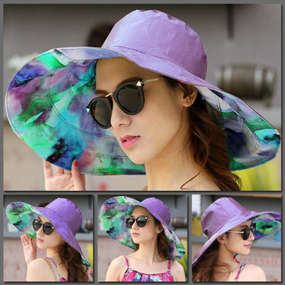 Pretty Painter Reversible Sunhat - A beautiful large brimmed hat that looks like it has been painted with watercolour paints.