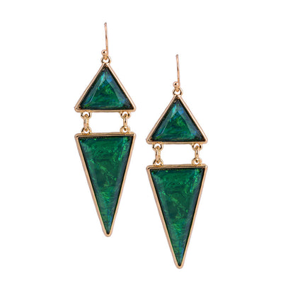 Pythagoras Geometric Dangle Earrings - Large, stunningly beautiful statement earrings made of triangles of iridescent lucite.