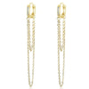 Renee Tassel Chain Lever Back Earrings - Small bejewelled huggies with long draping loops of chain attached to the bottom.