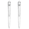 Renee Tassel Chain Lever Back Earrings - Small bejewelled huggies with long draping loops of chain attached to the bottom.