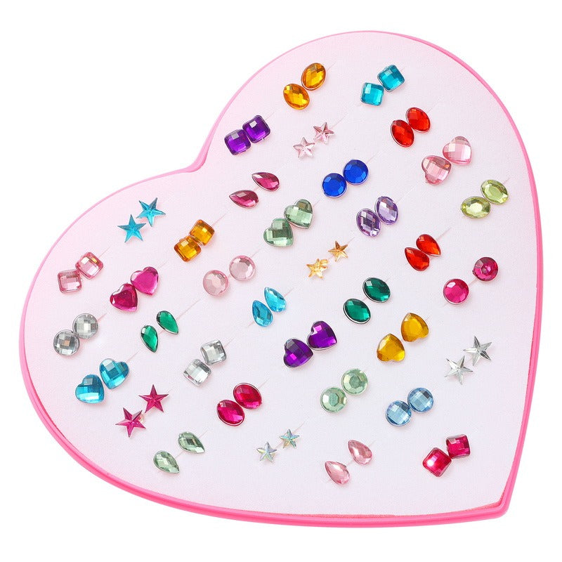 The Sassy Fash Children's Earring Set - an assortment of silicone-stemmed hypoallergenic earrings in a cute heart-shaped box.