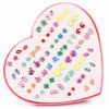 The Sassy Fash Children's Earring Sets - an assortment of silicone-stemmed hypoallergenic earrings in a cute heart-shaped box.