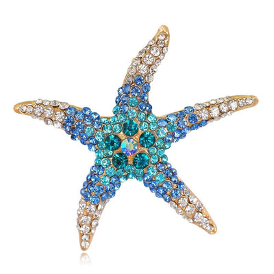 Summer Starfish Brooch - A large crystal-encrusted brooch designed to look like a colourful starfish, available in four different colours.