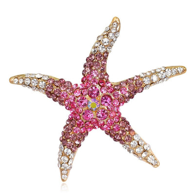Summer Starfish Brooch - A large crystal-encrusted brooch designed to look like a colourful starfish, available in four different colours.