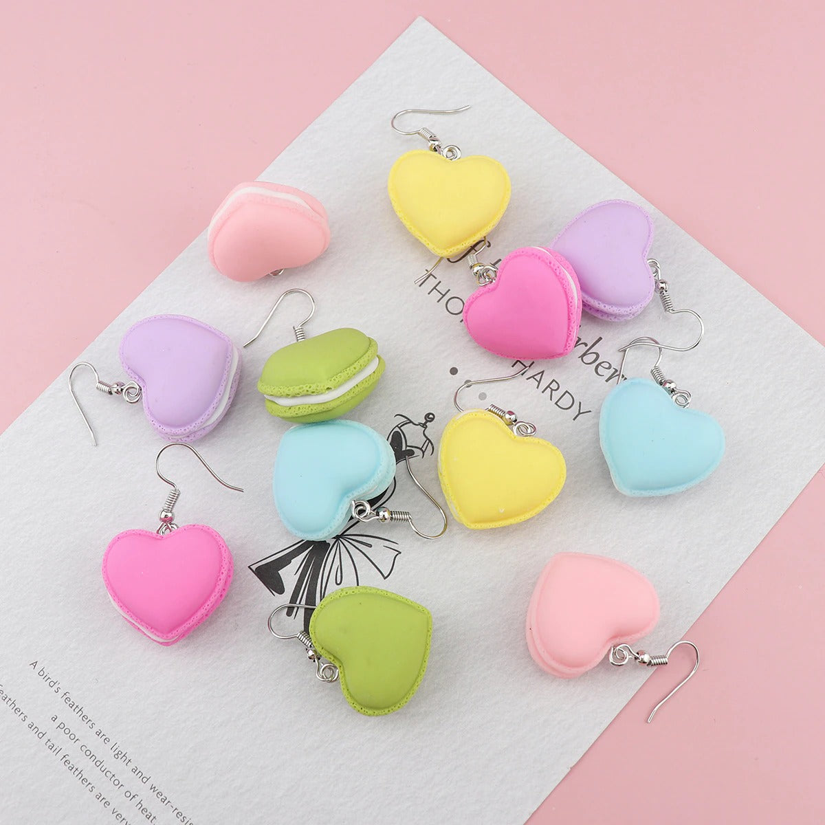 Teenytopia Dearly Beloved Macaron Earrings - Adorable polymer clay earrings shaped like heart-shaped macaron cookies, filled with cream. Cute!