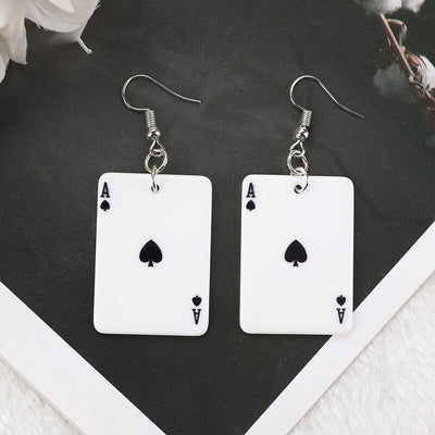 Teenytopia Royal Flush Earrings - French hook earrings with a large plastic playing card charm attached.