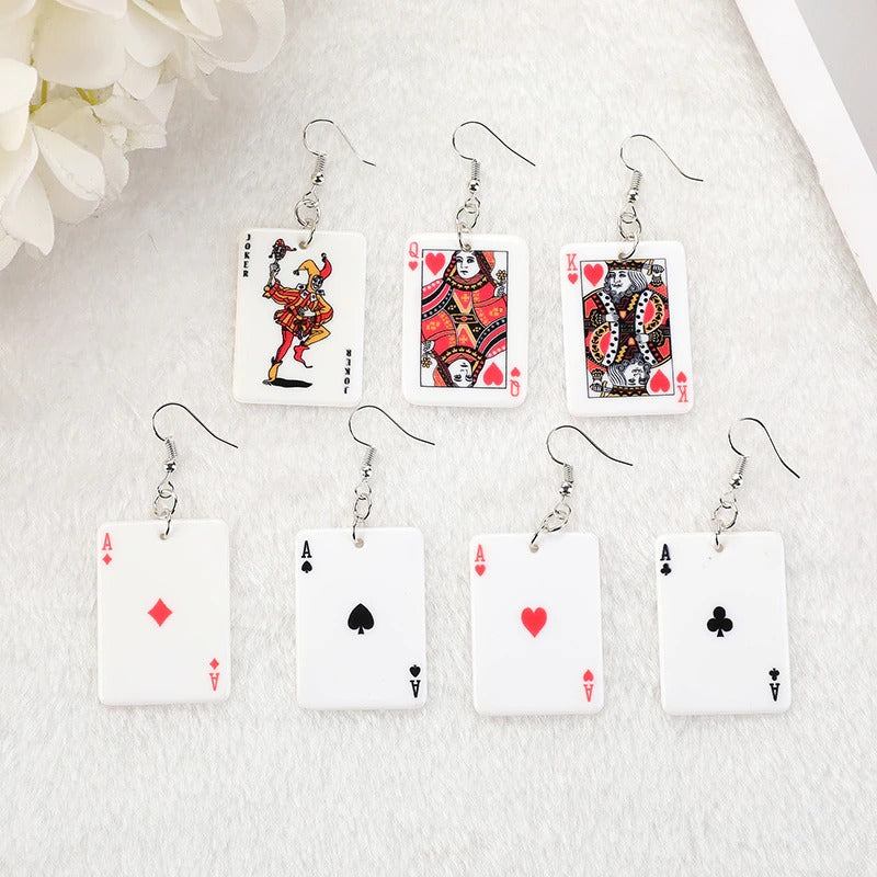 Teenytopia Royal Flush Earrings - French hook earrings with a large plastic playing card charm attached. 